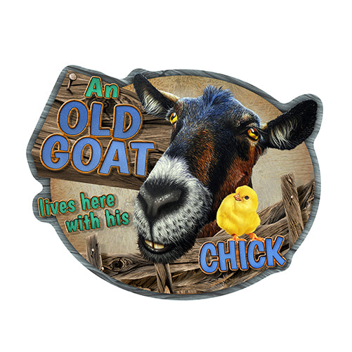 Old Goat And His Chick Vinyl Decal Sticker