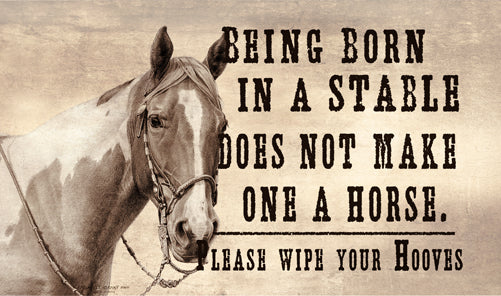 Born In A Stable Does Not Make One A Horse Novelty Sign