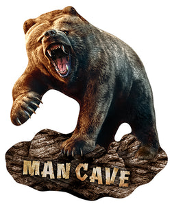 Grizzly Man Cave Vinyl Decal Sticker