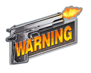 Warning Fire Handgun Vinyl Decal Sticker