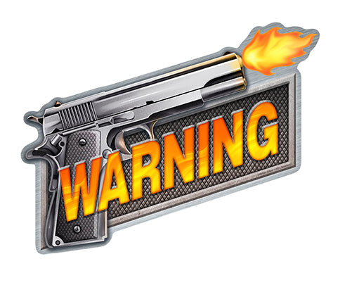 Warning Fire Handgun Novelty Sign