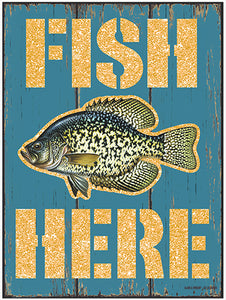 Fish Here Blue Vinyl Decal Sticker