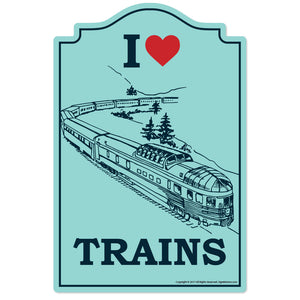 I Love Trains Vinyl Decal Sticker