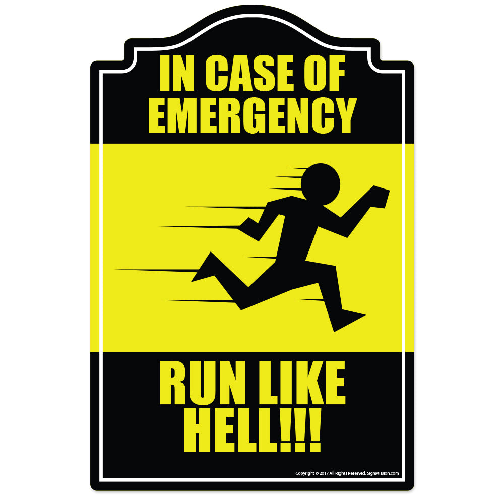 In Case Of Emergency Run Vinyl Decal Sticker