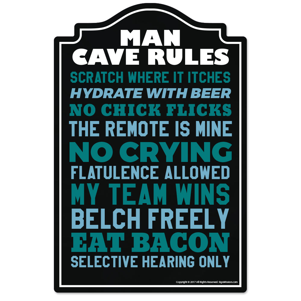 Man Cave Rules Vinyl Decal Sticker