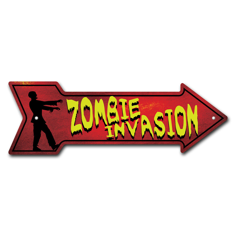 Zombie Invasion Arrow Sign