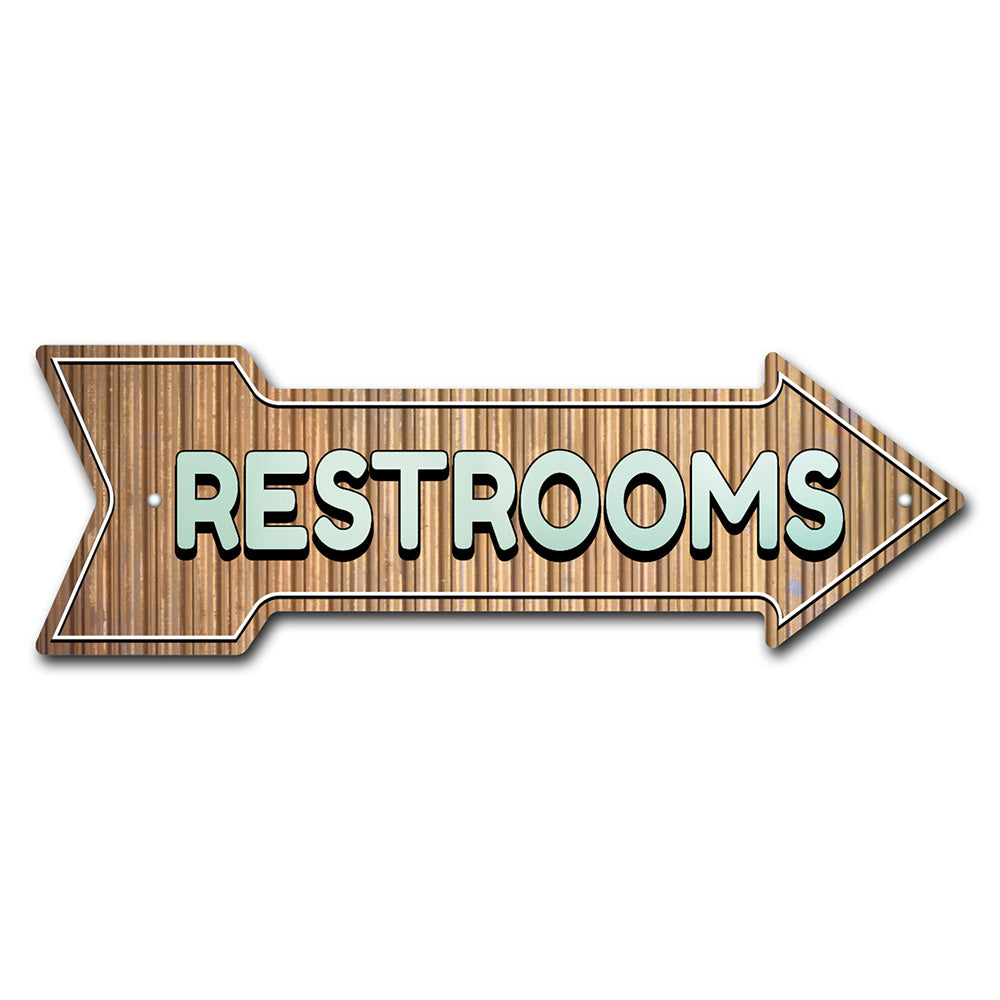 Restrooms Arrow Sign