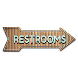 Restrooms Arrow Sign