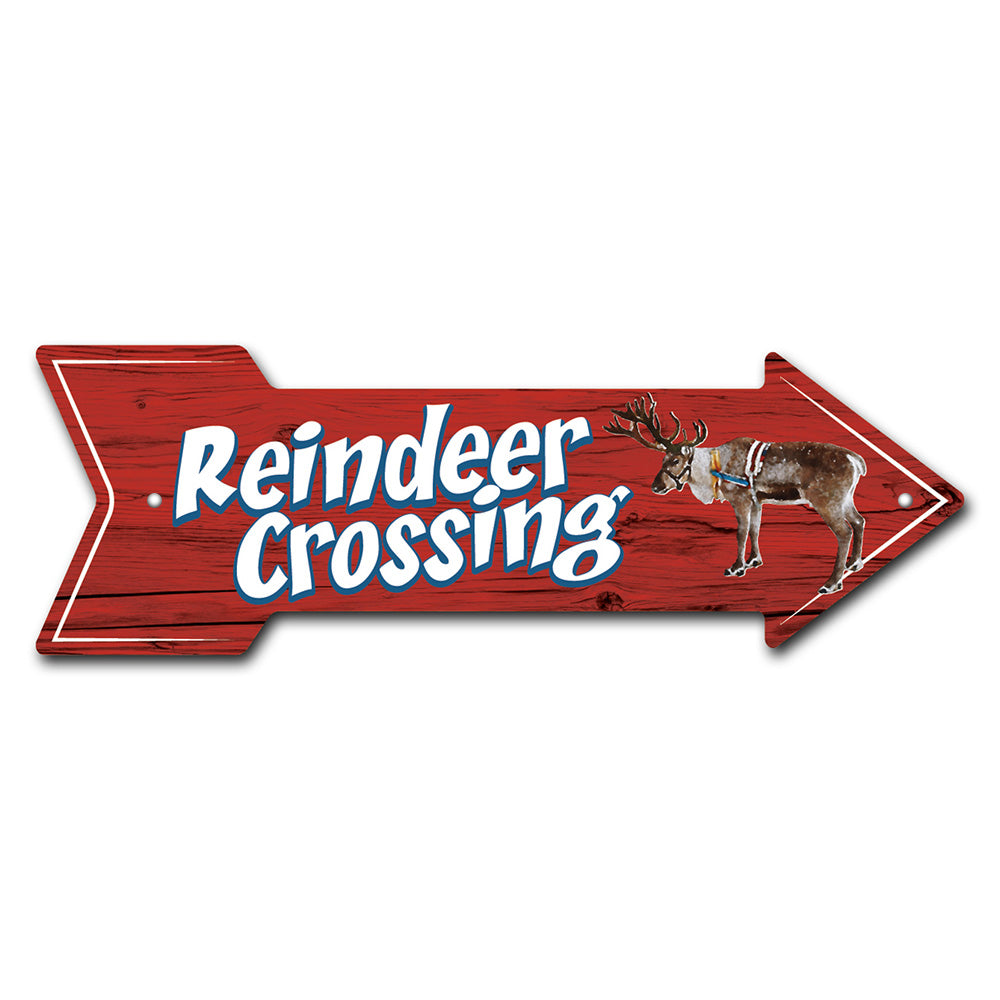 Reindeer Crossing Arrow Sign