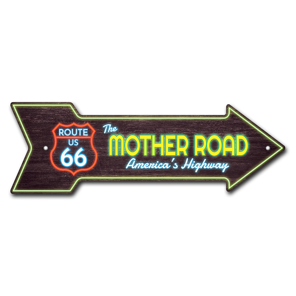 Mother Road 66 Neon Arrow Sign