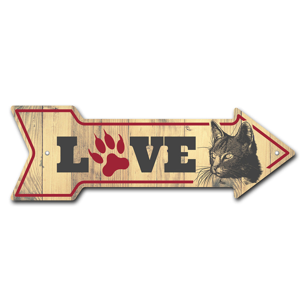Love Cats Arrow Sign