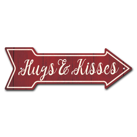 Hugs And Kisses Arrow Sign