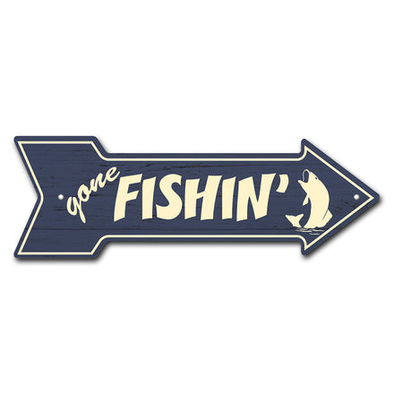 Gone Fishin Arrow Sign