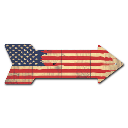 American Flag Painted Arrow Sign