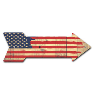 American Flag Painted Arrow Sign