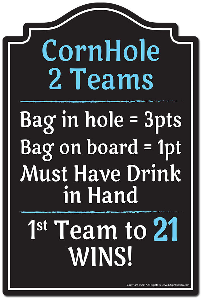 Cornhole 2 Teams Novelty Sign