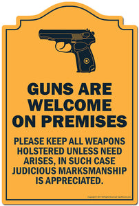 Guns Are Welcome On Premises 3 pack of Vinyl Decal Stickers 3.3" X 5" |Laptop Vinyl Decal Sticker