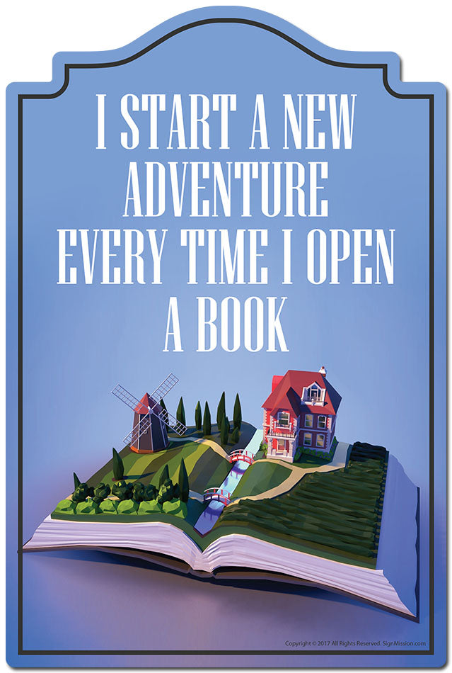 I Start A New Adventure Every Time I Open A Book 3 pack of stickers 3.3" X 5" Vinyl Decal Sticker