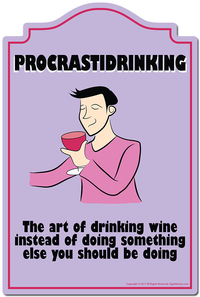 Procrastidrinking Art Of Drinking Wine 3 pack of Vinyl Decal Stickers 3.3" X 5" Vinyl Decal Sticker
