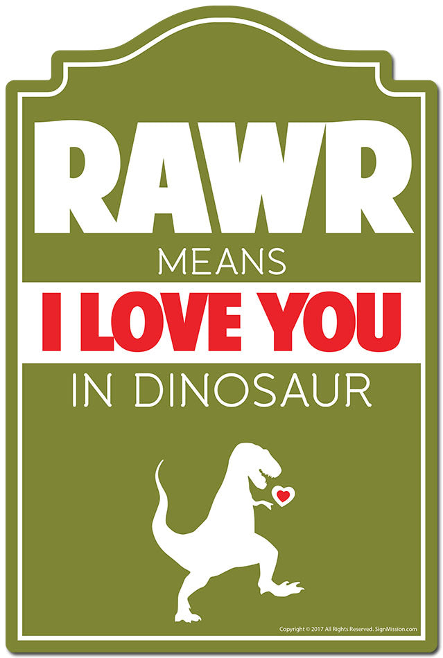 Rawr Means I Love You In Dinosuar 3 pack of Vinyl Decal Stickers 3.3" X 5" Vinyl Decal Sticker