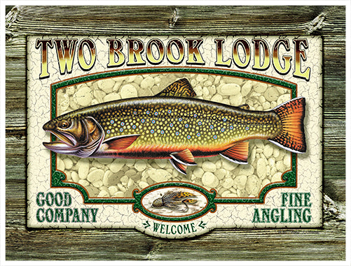 Two Brook Lodge Trout Good Compnay Fine Angling Novelty Sign