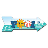 The Pool Is Open Arrow Sign