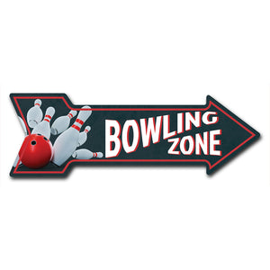 Bowling Zone Arrow Sign