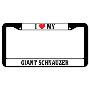 I Heart My Giant Schnauzer License Plate Frame