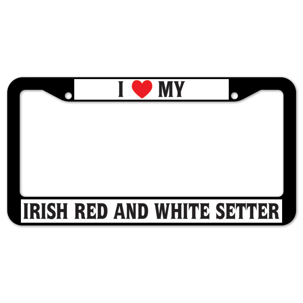 I Heart My Irish Red And White Setter License Plate Frame