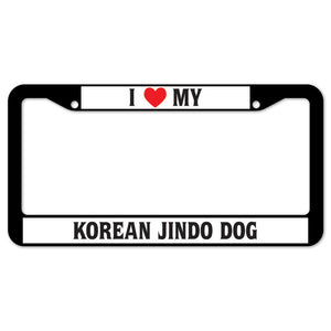 I Heart My Korean Jindo Dog License Plate Frame