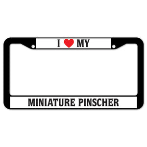 I Heart My Miniature Pinscher License Plate Frame