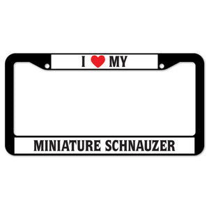 I Heart My Miniature Schnauzer License Plate Frame