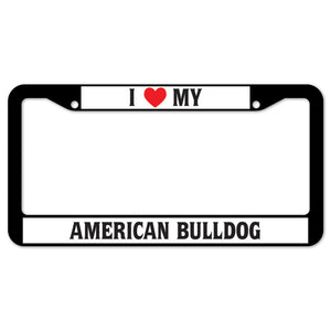 I Heart My American Bulldog License Plate Frame