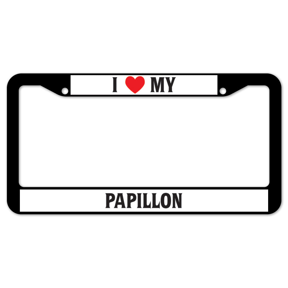 I Heart My Papillon License Plate Frame