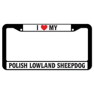 I Heart My Polish Lowland Sheepdog License Plate Frame