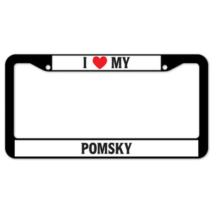 I Heart My Pomsky License Plate Frame