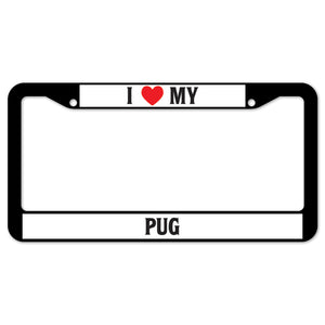 I Heart My Pug License Plate Frame