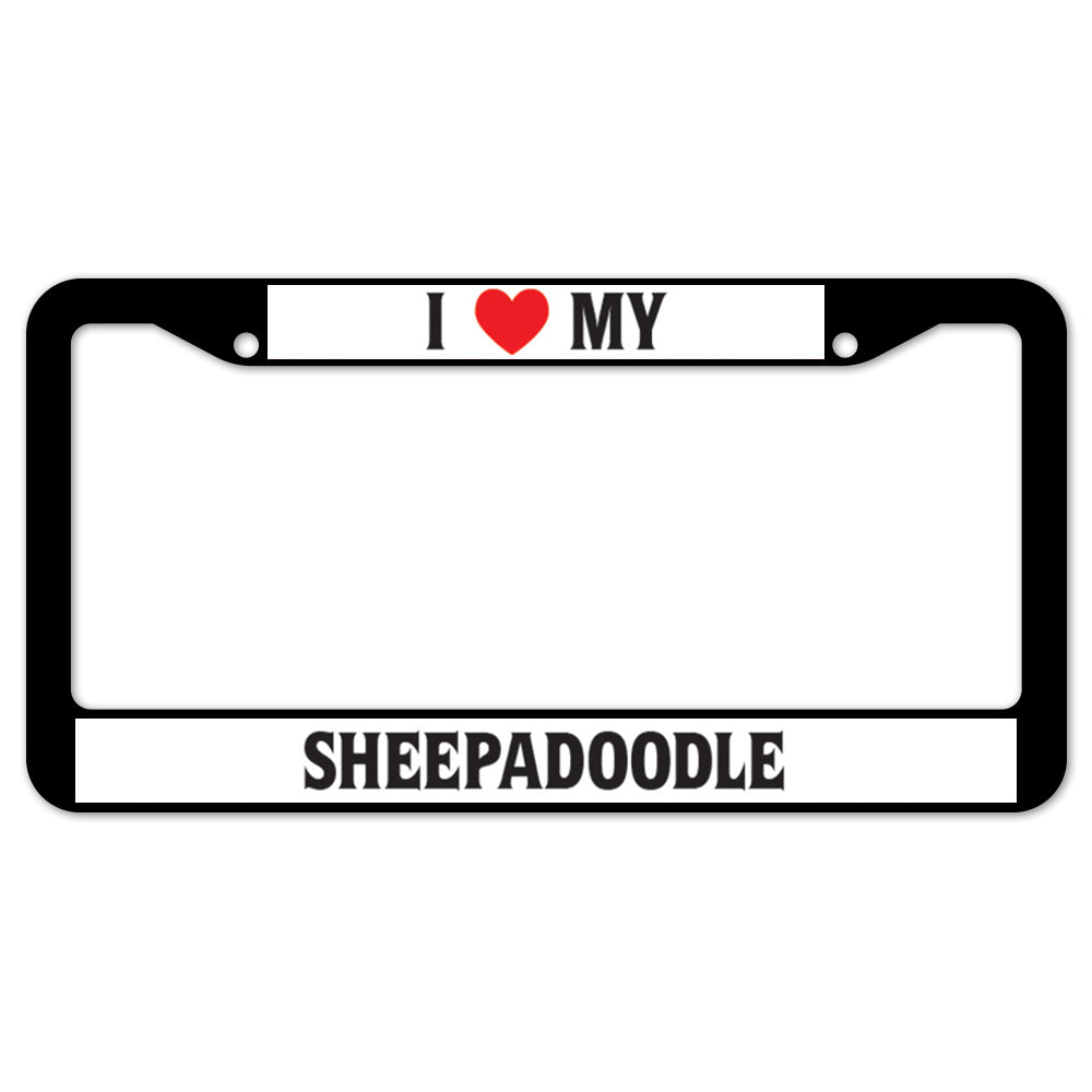 I Heart My Sheepadoodle License Plate Frame