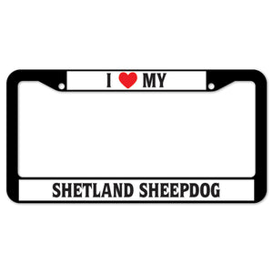 I Heart My Shetland Sheepdog License Plate Frame