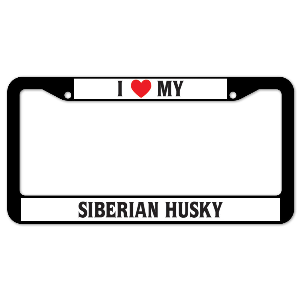 I Heart My Siberian Husky License Plate Frame