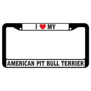 I Heart My American Pit Bull Terrier License Plate Frame