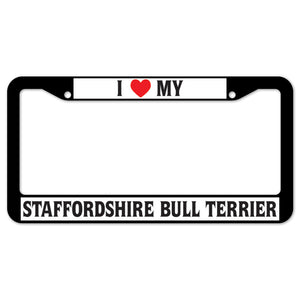 I Heart My Staffordshire Bull Terrier License Plate Frame