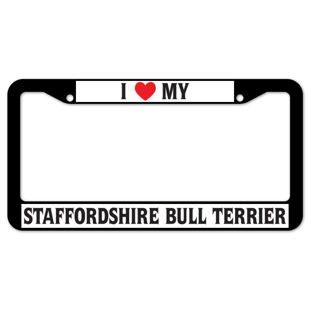 I Heart My Staffordshire Bull Terrier License Plate Frame