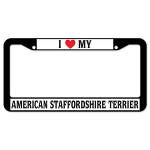 I Heart My American Staffordshire Terrier License Plate Frame