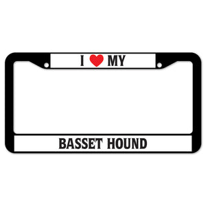 I Heart My Basset Hound License Plate Frame