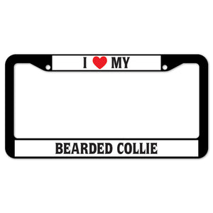 I Heart My Bearded Collie License Plate Frame