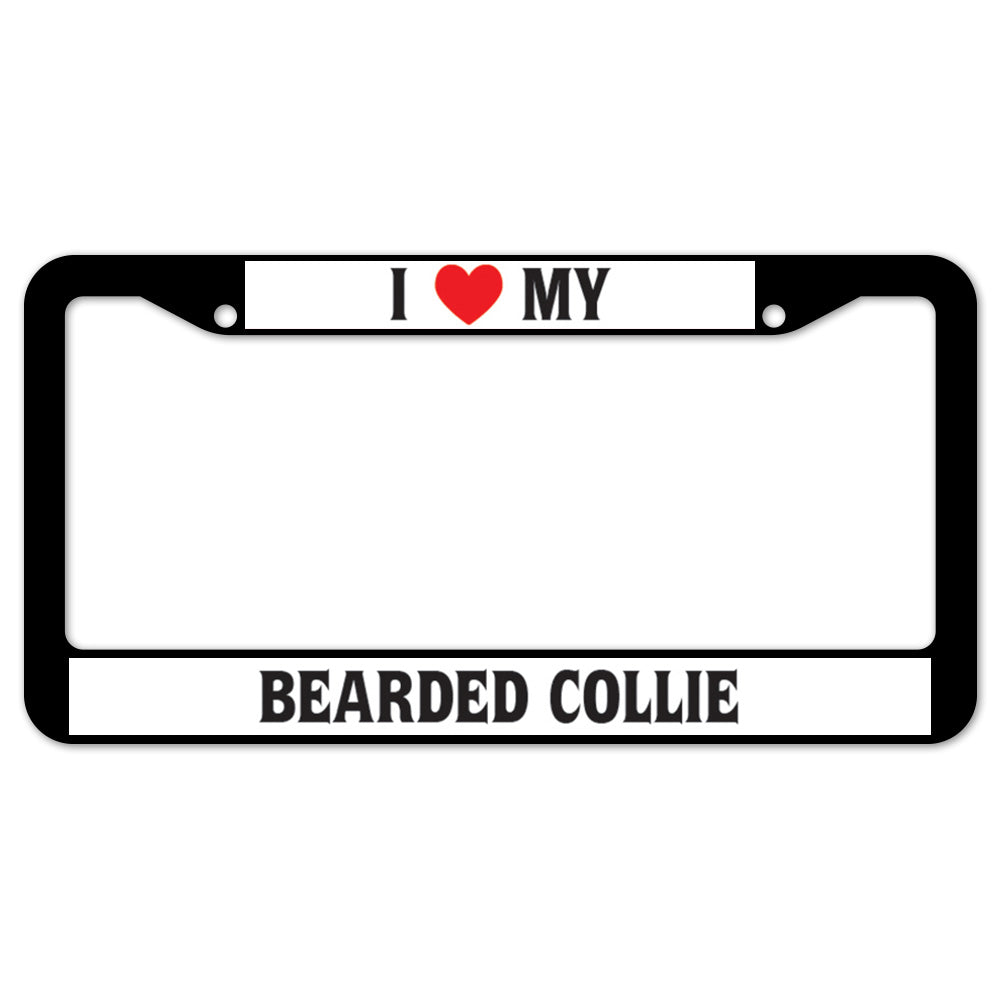 I Heart My Bearded Collie License Plate Frame