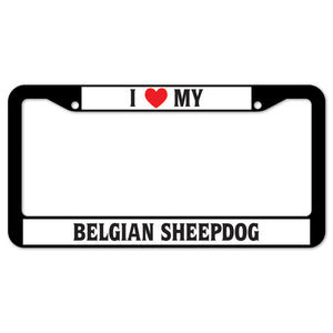 I Heart My Belgian Sheepdog License Plate Frame
