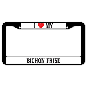 I Heart My Bichon Frise License Plate Frame