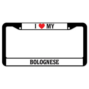 I Heart My Bolognese License Plate Frame